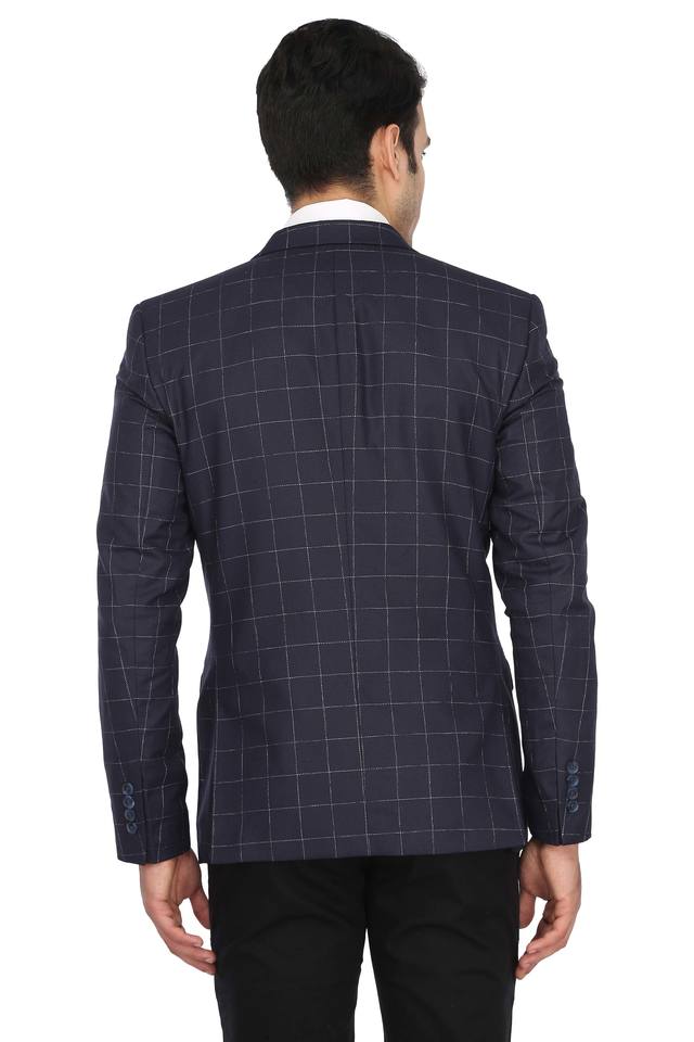 Buy UNITED COLORS OF BENETTON Navy Mens Notched Lapel Check Blazer