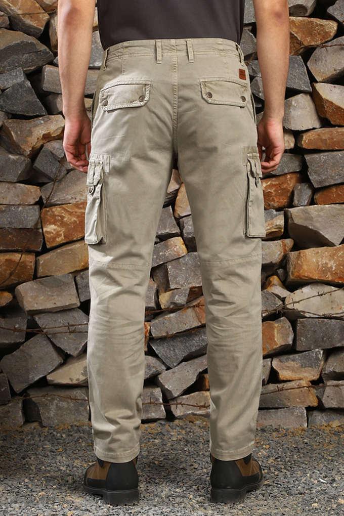 Ralph Lauren Khaki Brown Stretch Cotton Leather Patch Trousers M