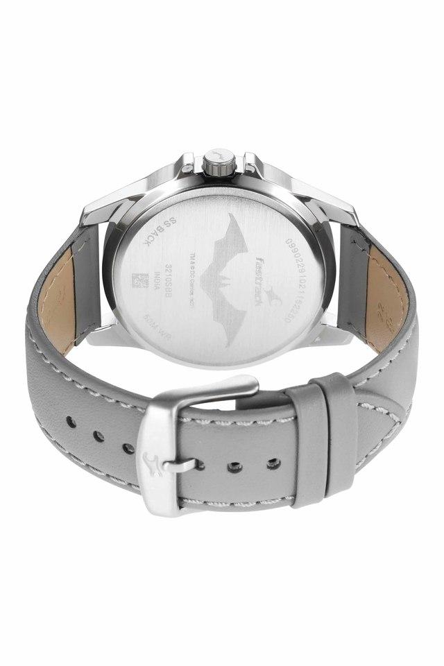 Mens 44.8 mm Batman Grey White Dial Leather Analog Watch 3210SL01