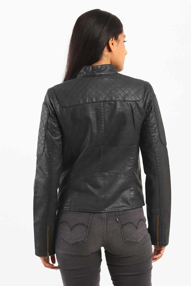 Levi's black leather jacket cheap womens