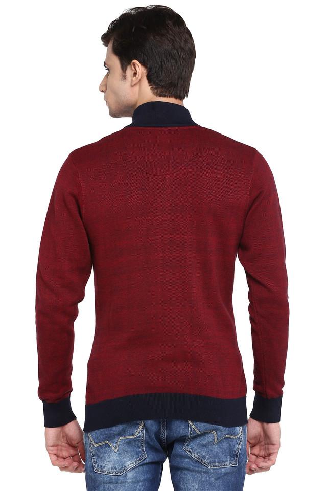 Buy ARROW SPORT Red Mens Red Half Zip Patterned Sweater Shoppers Stop