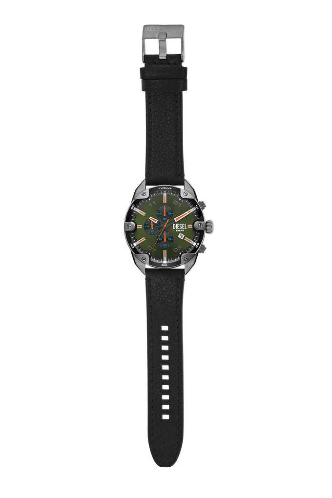 Buy DIESEL Spiked 49 mm Green Dial Leather Chronograph Watch