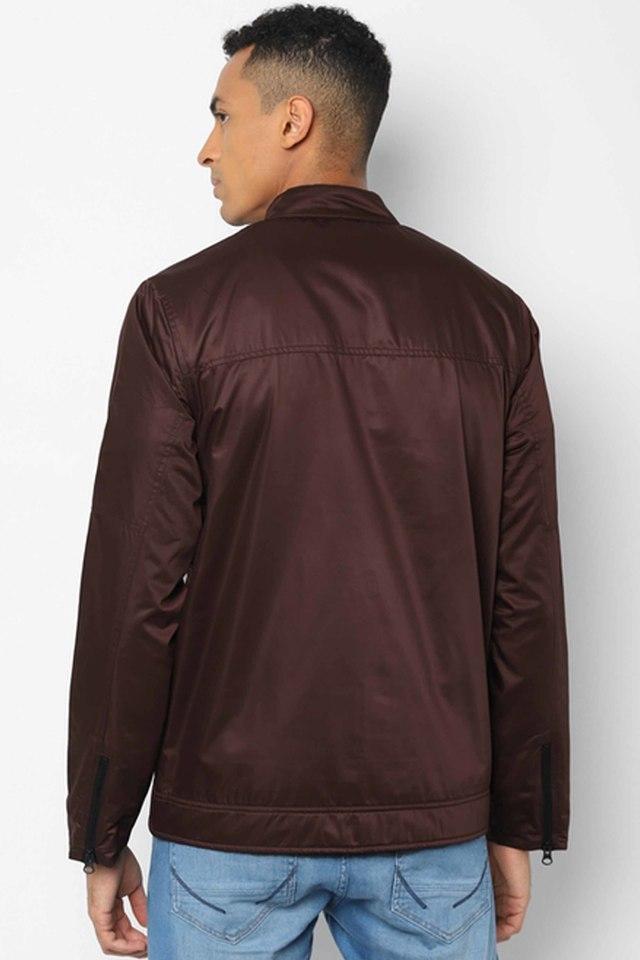 Buy Allen Solly Mens Maroon Solid Full Sleeves Casual Jacket online