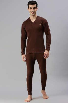 Men's Solid Cotton Thermal Set