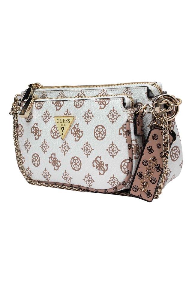 Buy GUESS White Zipper Closure PU Womens Casual Slingbag Shoppers Stop