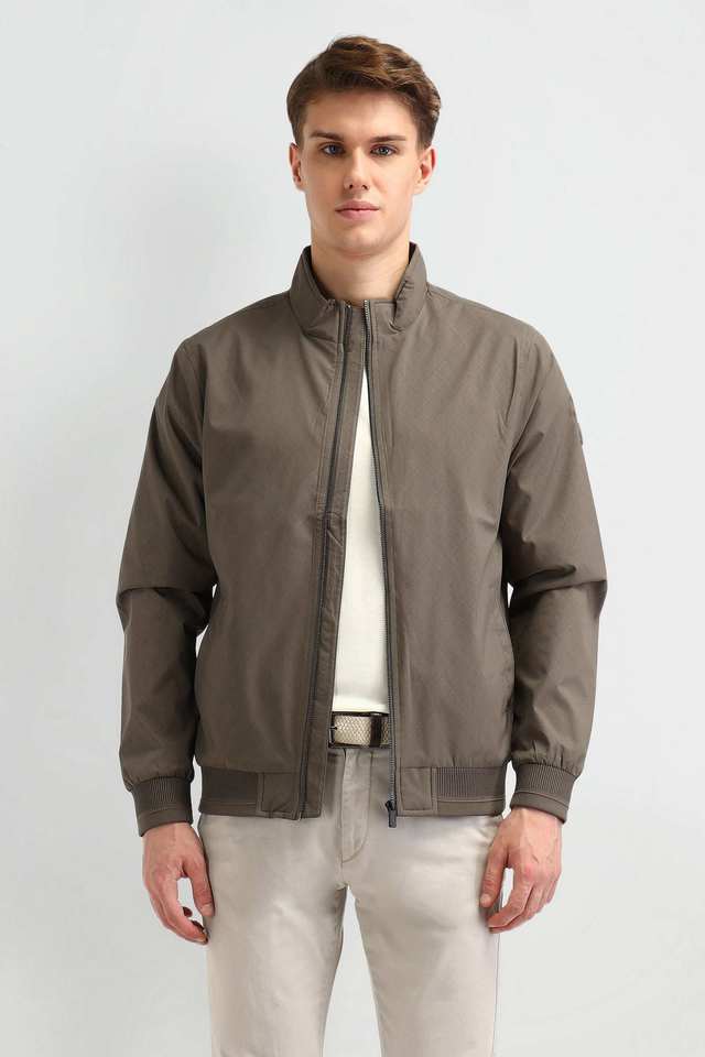 Buy ARROW SPORT Grey Solid Polyester Regular Fit Men s Casual Wear Jacket Shoppers Stop
