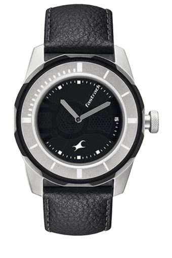 fast track black metal watch