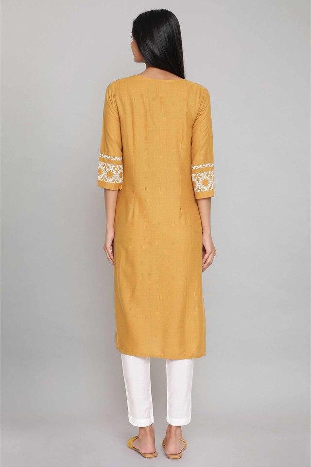 Printed Viscose Round Neck Women s Calf Length Kurta