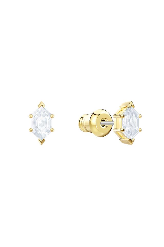 Angelic stud earrings, Round cut, White, Gold-tone plated | Swarovski