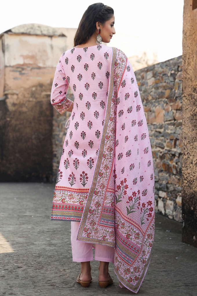 Buy Red Printed Muslin Lilan With Digital Blossom Jacket Palazzo