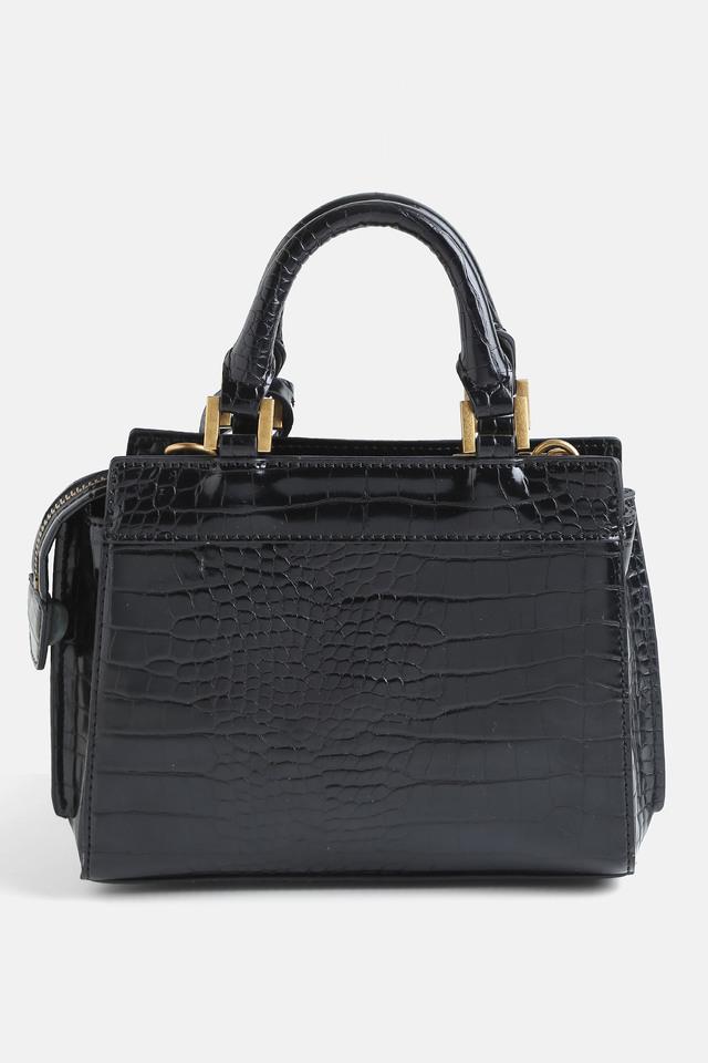 Buy Guess Katey Croc Logo Detailed Luxury Satchel In Black