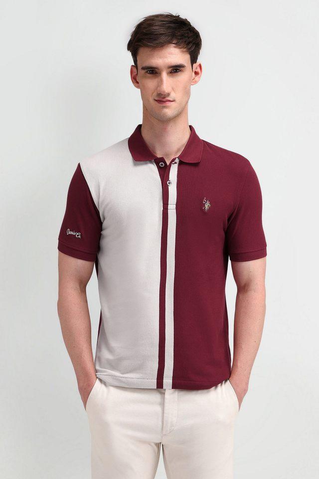 Buy U.S. POLO ASSN. DENIM Red Stripes Cotton Polo Men s T Shirt Shoppers Stop