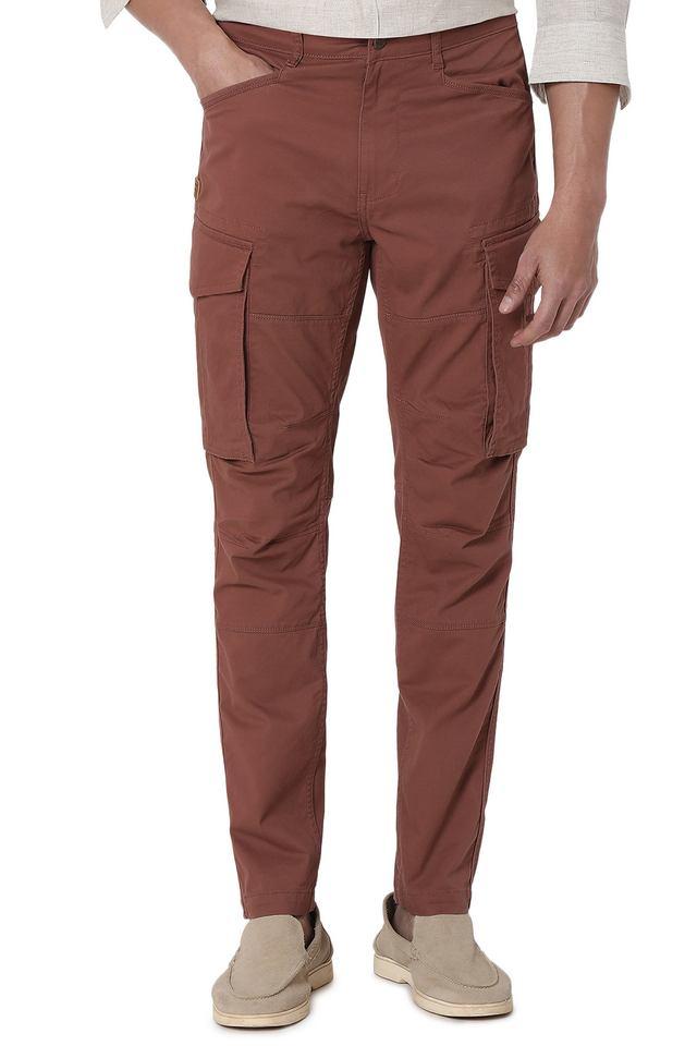 Buy MUFTI Brown Solid Slim Fit Cotton Men s Casual Wear Trousers Shoppers Stop