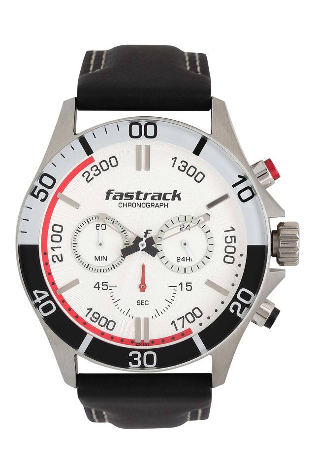 Buy FASTRACK undefined Mens White Dial Leather Chronograph Watch 3072SL14 Shoppers Stop