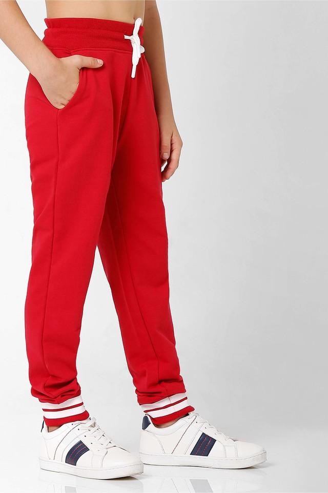 Red, slim-fit cotton blend joggers