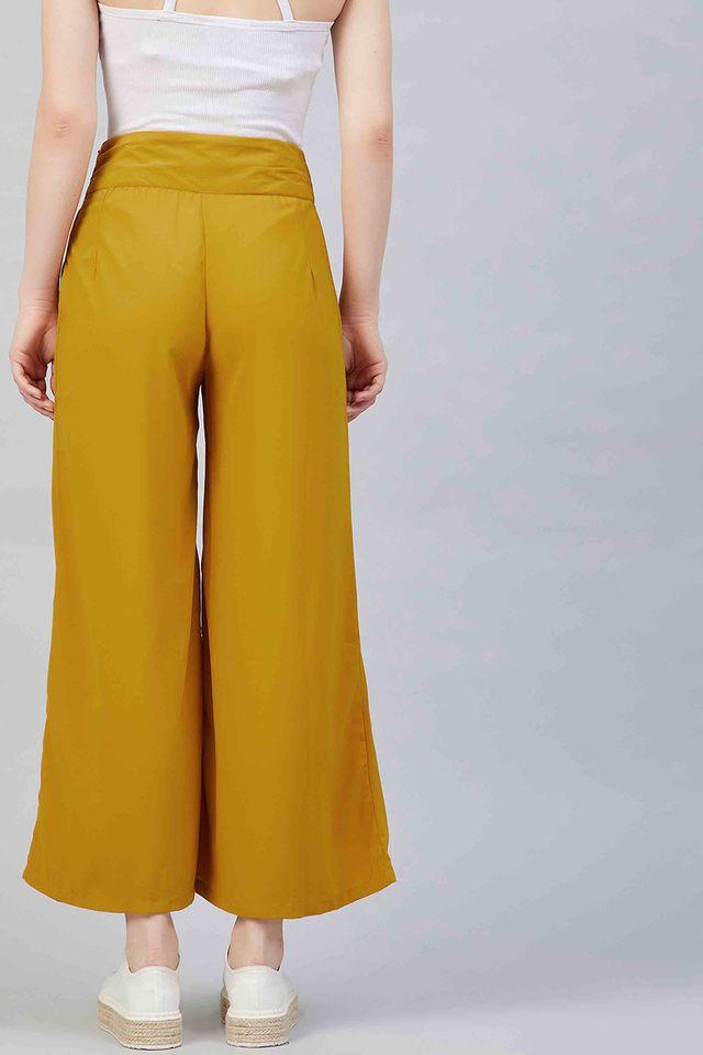 Buy Zastraa Women Mustard Yellow Slim Fit Solid Peg Trousers  Trousers for  Women 9476139  Myntra