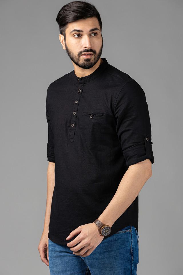 Navy Blue Denim Embroidery Kurta Set Design by Charkhee Men at Pernia's Pop  Up Shop 2024