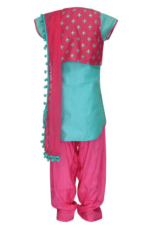 Buy STOP Girls Notched Collar Striped Salwar Suit with Koti | Shoppers Stop