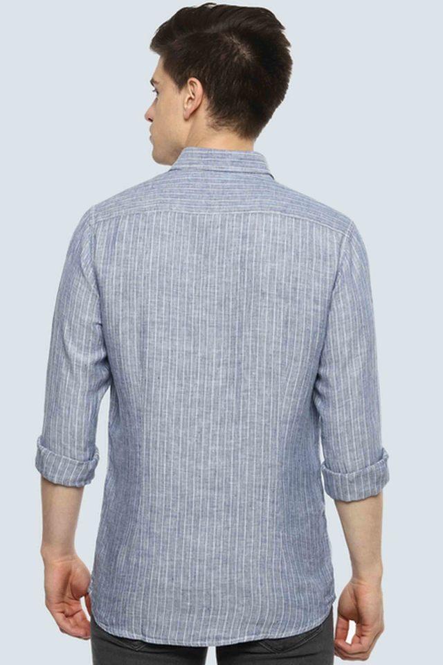 Louis Philippe Casual Shirts : Buy Louis Philippe Men Blue Slim Fit  Textured Full Sleeves Casual Shirt Online