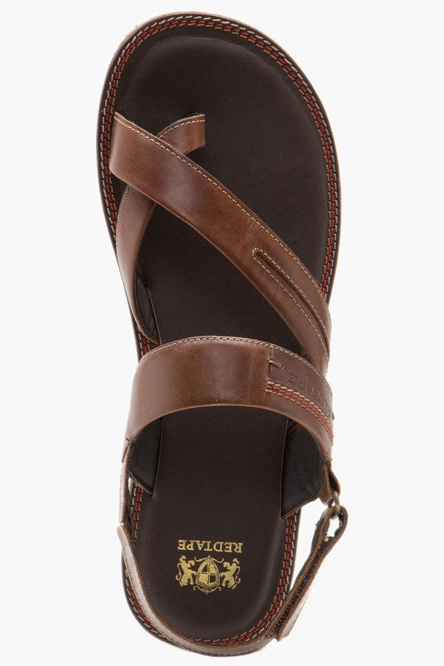 Mens Leather Velcro Closure Casual Sandals