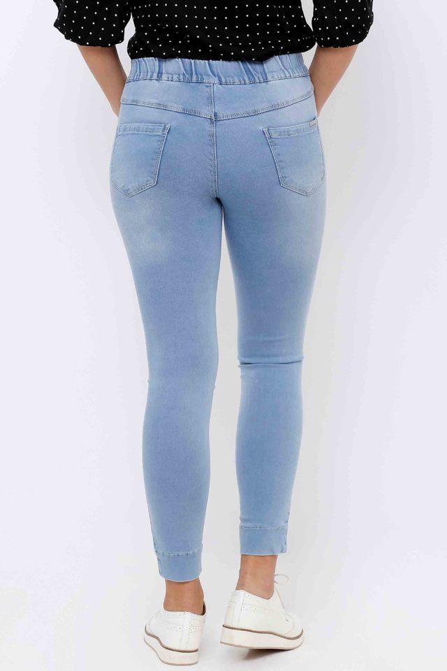 Buy KRAUS Light Blue Skinny Fit Full Length Cotton Womens Jeggings