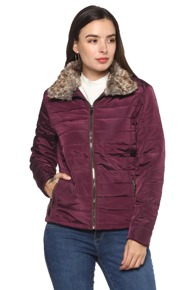 Buy KRAUS Burgundy Womens Regular Fit Solid Jacket Shoppers Stop