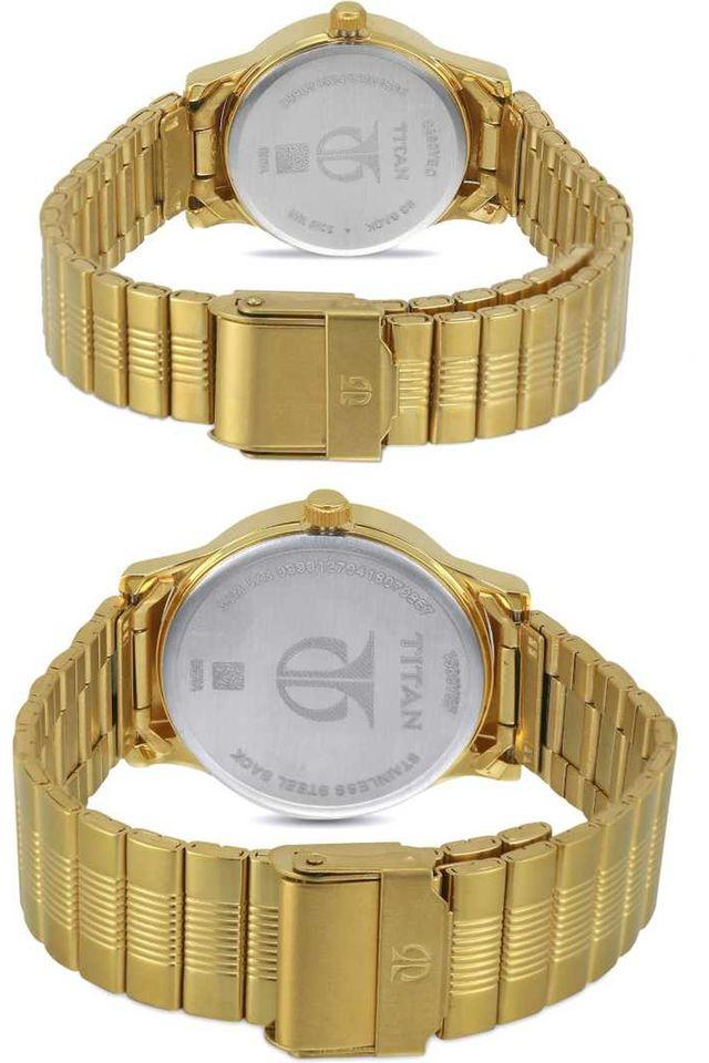 Titan couple watches discount gold