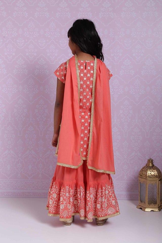 BIBA GIRLS -  Coral Salwar Kurta Set - Main