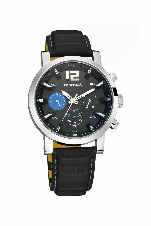 Mens FastFit Black Dial Leather Analogue Watch 3227SL01