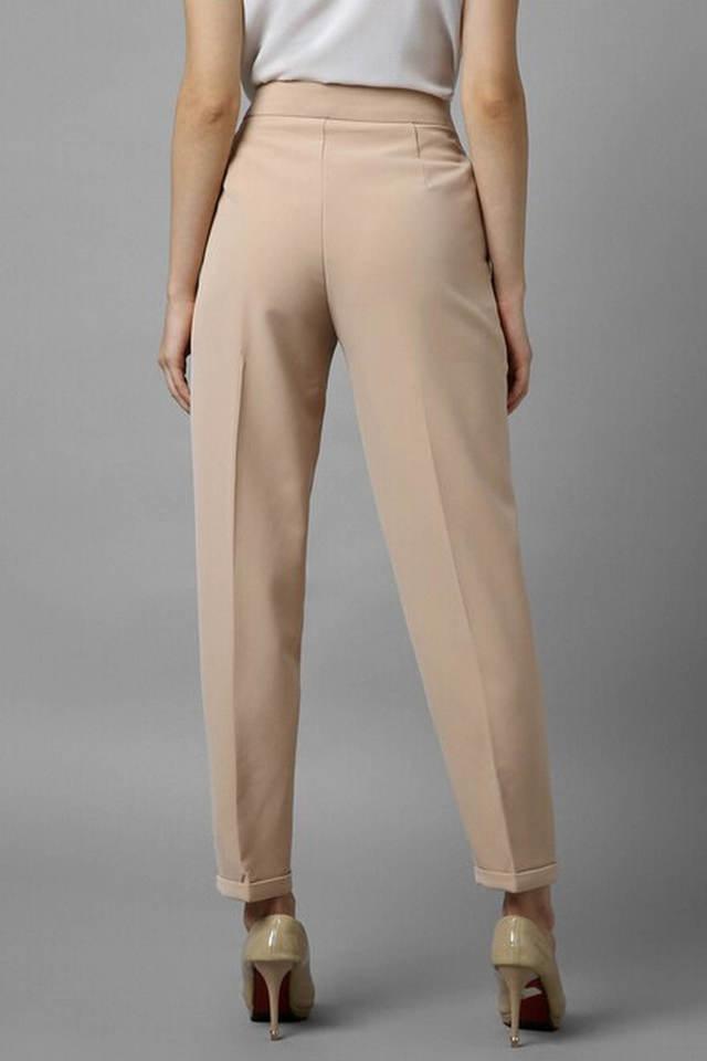 Solid Regular Fit Polyester Womens Formal Pants