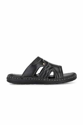 Black faux best sale leather flip flops