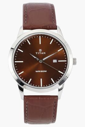 Mens NEO Steel Brown Dial Leather Analogue Watch NM1584SL04