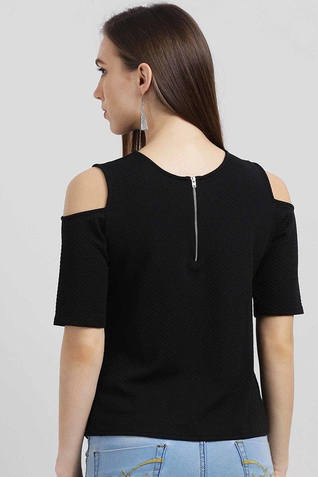 Cold shoulder best sale zipper top