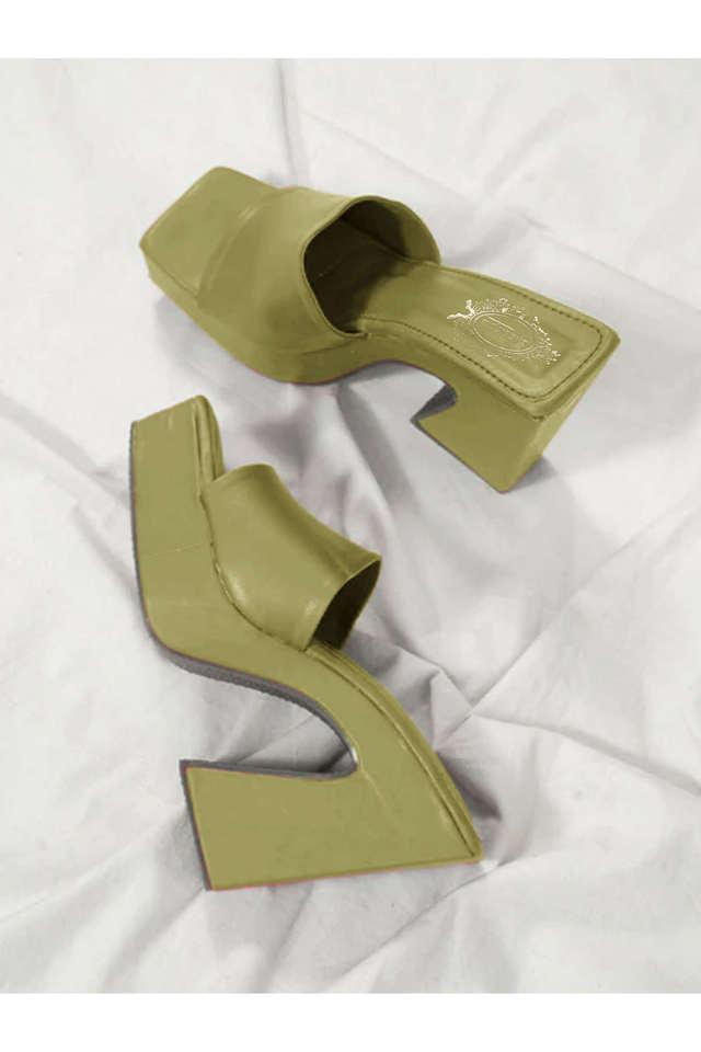 Buy Green Heeled Sandals for Women by Everqupid Online | Ajio.com