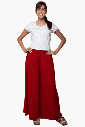 Cotton Pants for Women's  Solid Cherry Comfort Fit Cotton Pants - Go Colors