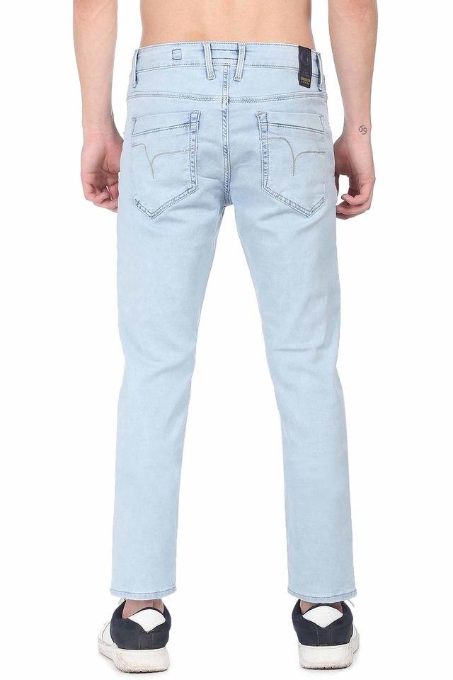 Light Tone Wash Cotton Lycra Michael Tapered Fit Mens Jeans