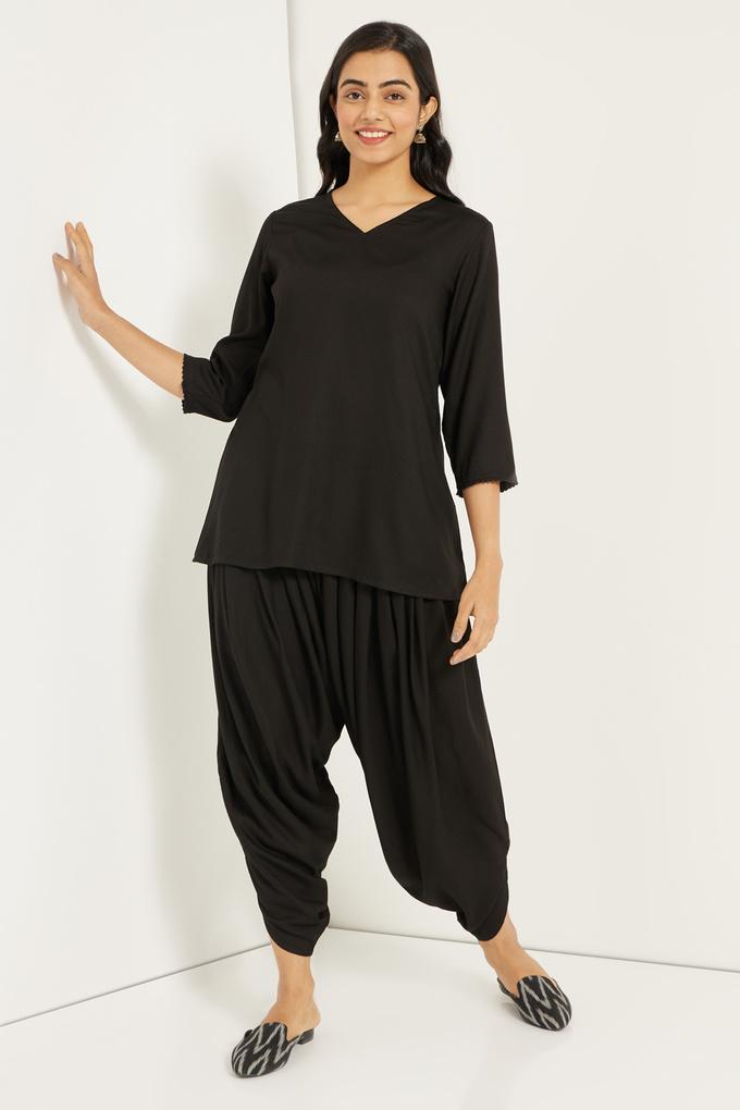 Buy INTUNE Black Dhoti Kurta Set for Women