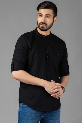 Solid Cotton Mens Casual Kurta