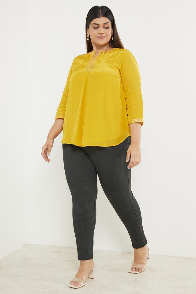 Buy Plus Size Denim Blue Tummy Tucker Jeggings Online For Women