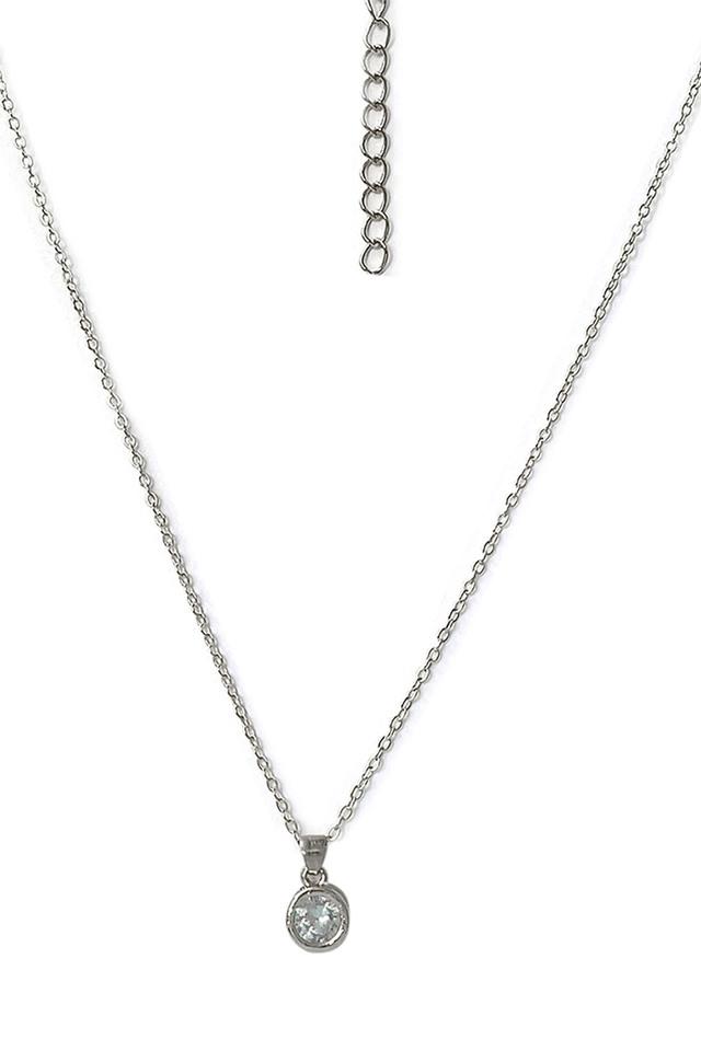 Buy AYESHA Circular Diamante Stud SilverToned Mini Pendant Necklace