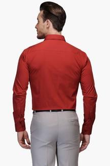 Buy HANCOCK Red Mens Red Slim Fit Solid Pure Cotton Formal Shirt