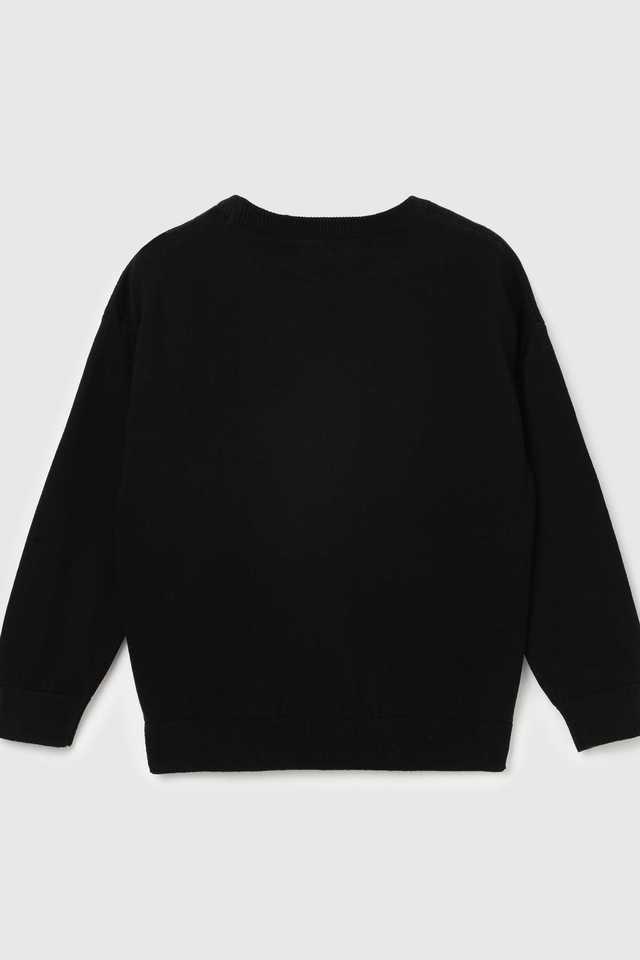 Black round neck jumper sale