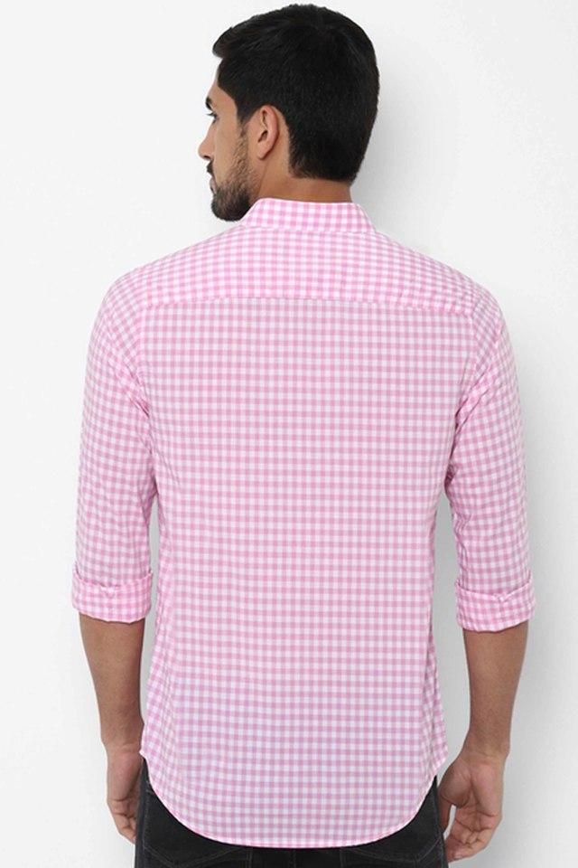 Pink check shop shirt mens