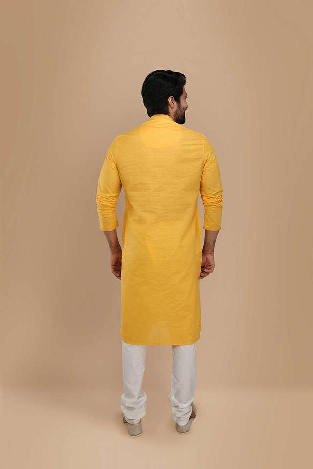 Manyavar yellow outlet kurta with jacket