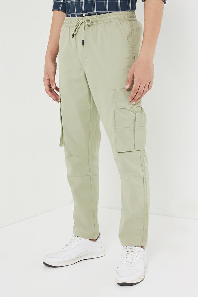 Women Solid Pista Green Comfort Fit Cotton Pants