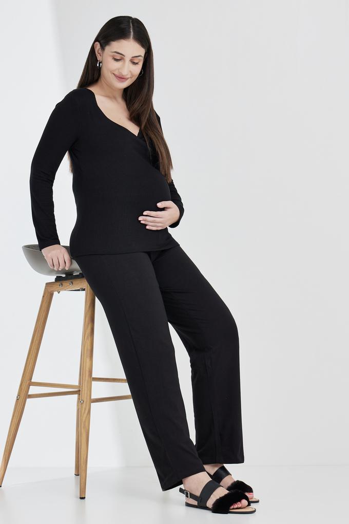 Tall Women's LTS Maternity Black Cotton Leggings