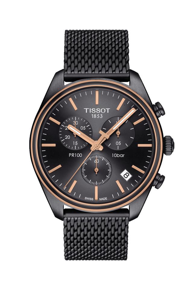 Buy TISSOT Mens Black Dial Stainless Steel Chronograph Watch