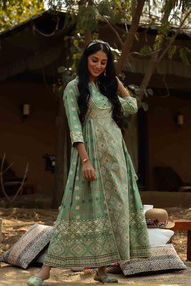 JUNIPER - Pista Green Ethnic Dresses - 1