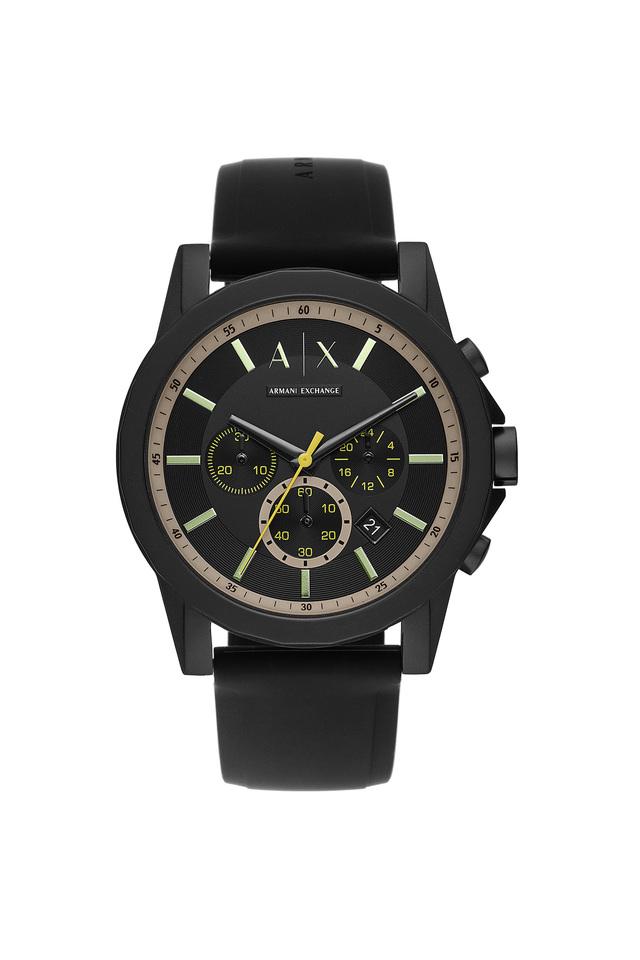 Mens Black Dial Silicon Chronograph Watch AX1343