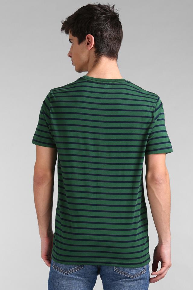 Mens Green Stripe Pocket T Shirt